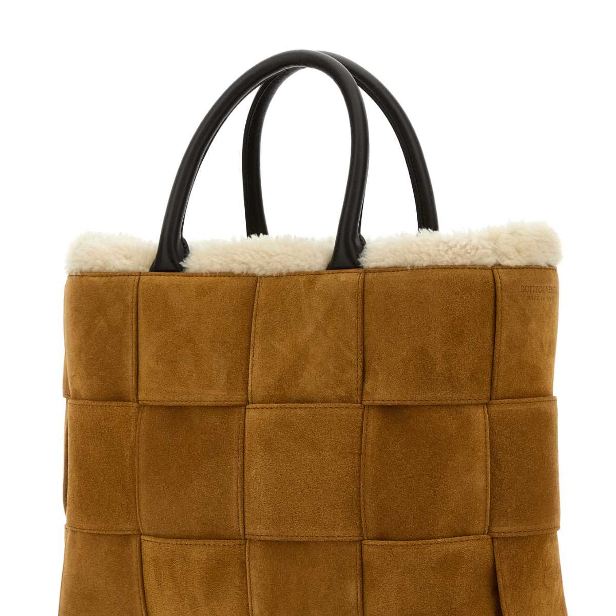 Bottega Veneta Bags? Bottega Veneta Men Camel Suede Small Arco Shopping Bag Luxury Designer Leather Handbag