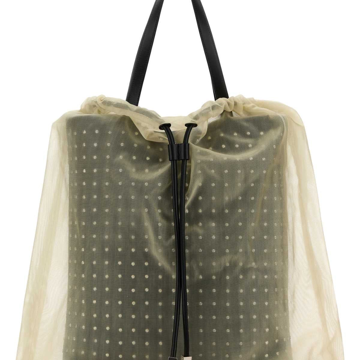 Alexander McQueen Bags- Alexander Mcqueen Women Two-Tone Leather And Tulle Nebula Shopping Bag Premium Designer Shoulder Bag