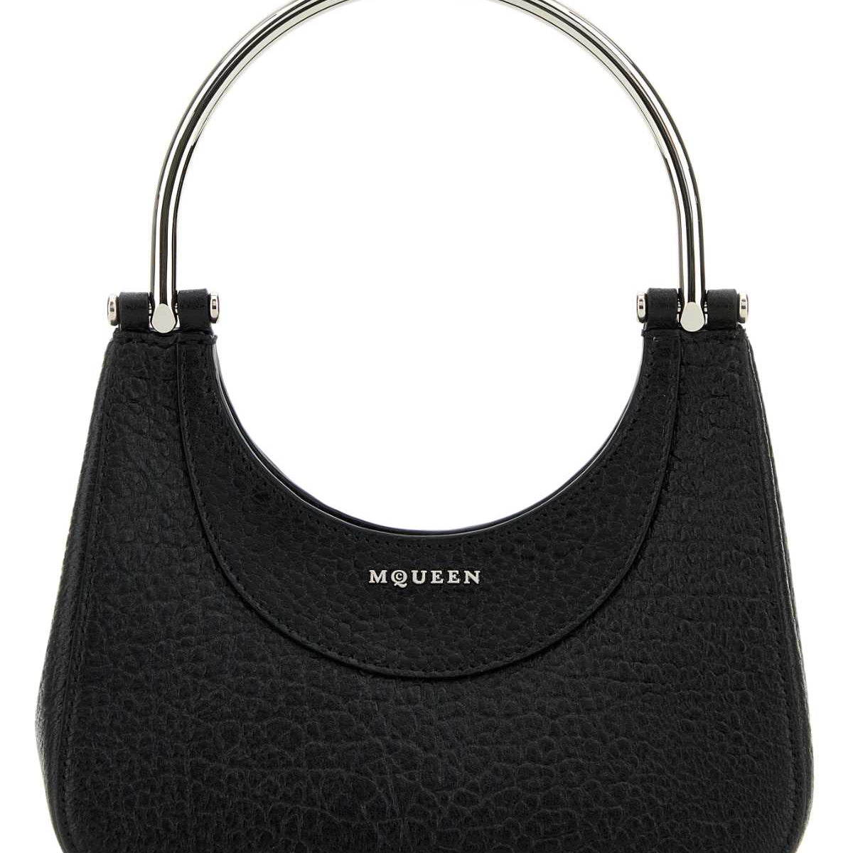 Alexander McQueen Bags? Alexander Mcqueen Women Black Leather Mini Cross-Bar Handbag Premium Designer Shoulder Bag