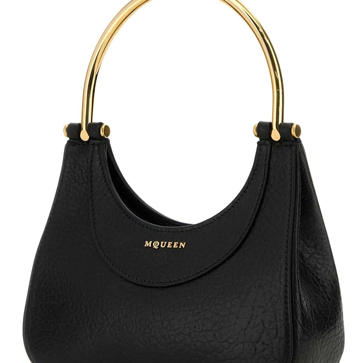 Alexander McQueen Bags? Alexander Mcqueen Women Black Leather Mini Cross-Bar Handbag Luxury Designer Leather Handbag