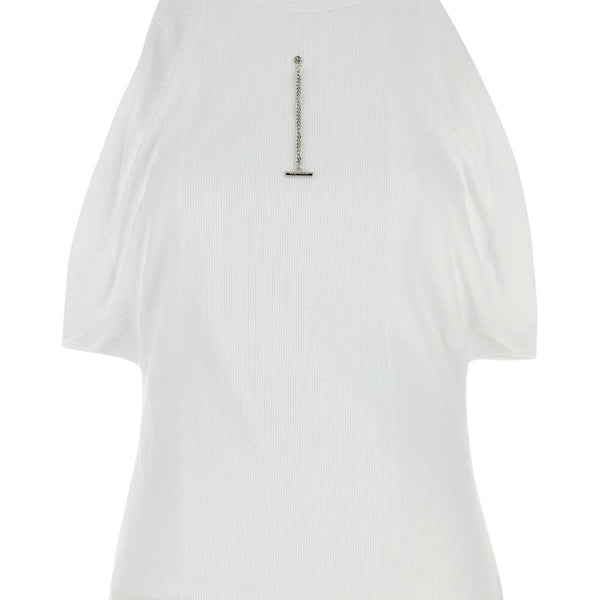 Alexander McQueen Tops- Alexander Mcqueen Women White Stretch Cotton Top Elegant Everyday Designer Top
