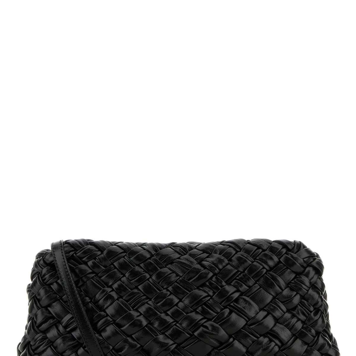 Bottega Veneta Bags? Bottega Veneta Women Black Leather Kalimero Cha-Cha Clutch Premium Designer Shoulder Bag