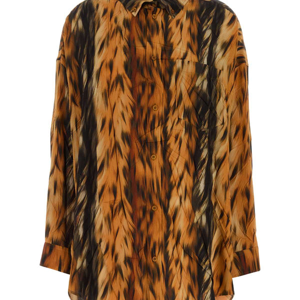 Balenciaga Tops? Balenciaga Women Printed Silk Oversize Shirt Elegant Everyday Designer Top