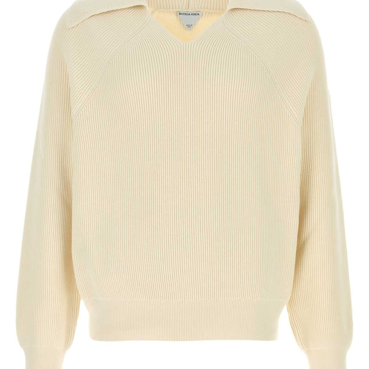 Bottega Veneta Sweaters? Bottega Veneta Men Cream Cotton Blend Sweater Luxury Designer Knit Sweater