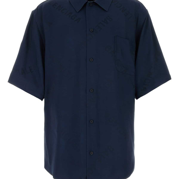 Balenciaga Tops? Balenciaga Men Blue Viscose Oversize Shirt Elegant Everyday Designer Top