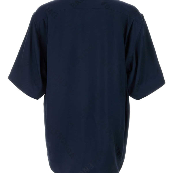 Balenciaga Tops? Balenciaga Men Blue Viscose Oversize Shirt Premium Designer Casual Top