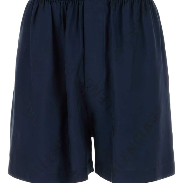 Balenciaga Shorts? Balenciaga Men Navy Blue Satin Bermuda Shorts Everyday Lightweight Designer Shorts