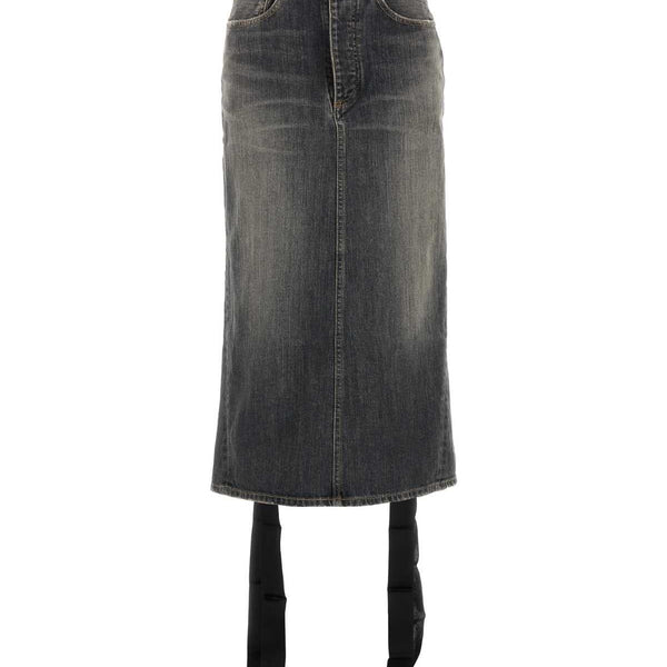 Balenciaga Skirts? Balenciaga Women Black Denim Skirt Elegant Designer Casual Skirt