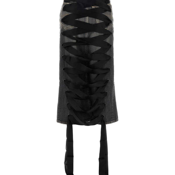 Balenciaga Skirts? Balenciaga Women Black Denim Skirt Elegant Designer Casual Skirt