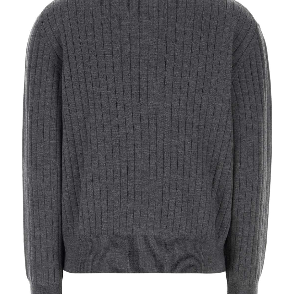 Bottega Veneta Sweaters? Bottega Veneta Women Dark Grey Wool Cardigan Luxury Designer Knit Sweater