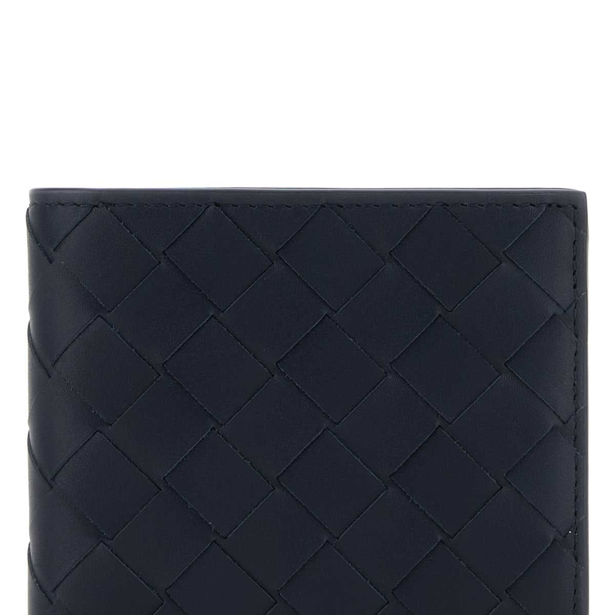 Bottega Veneta Wallets? Bottega Veneta Men Navy Blue Leather Intrecciato Wallet Compact Luxury Card Wallet