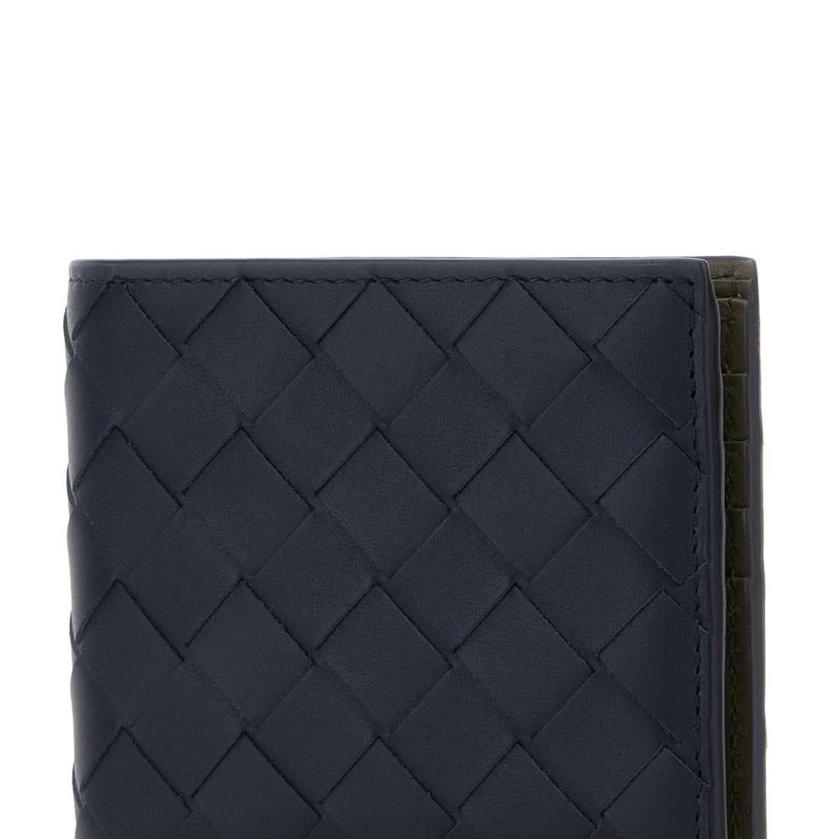 Bottega Veneta Wallets? Bottega Veneta Men Navy Blue Leather Intrecciato Wallet Compact Luxury Card Wallet
