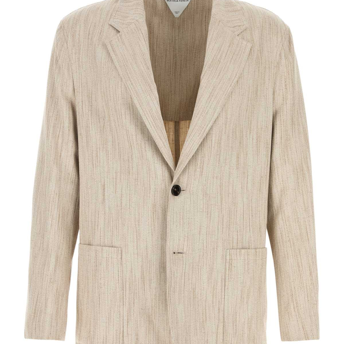Bottega Veneta Jackets? Bottega Veneta Men Melange Sand Viscose Blend Blazer Stylish Everyday Designer Outerwear