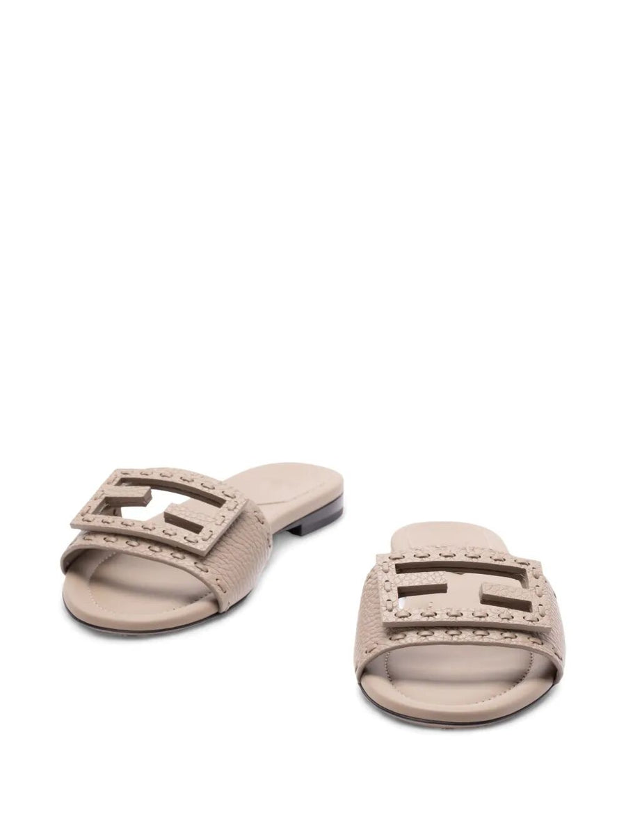 Close-up of Fendi flats hardware and fine stitching