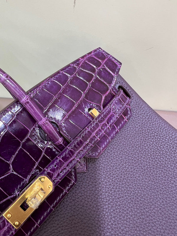 Side view of curated structured handbag