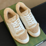 Side profile of Gucci muted earth tones sneakers cushioned comfort fit