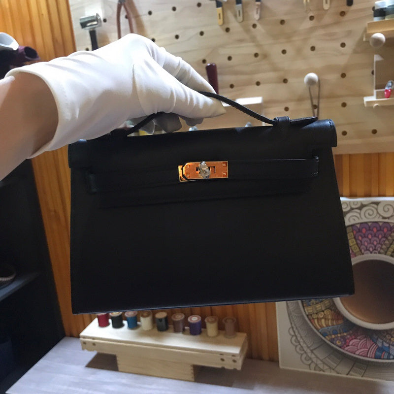 Side view of curated structured handbag