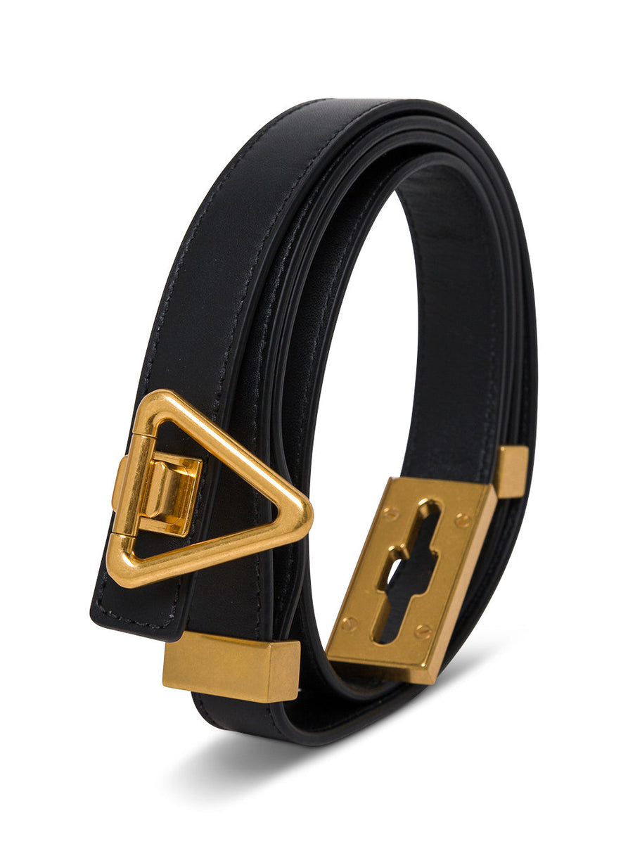 Bottega Veneta Belts? Bottega Veneta Women Blacktriangular Belt In Leather Woman Classic Everyday Designer Belt