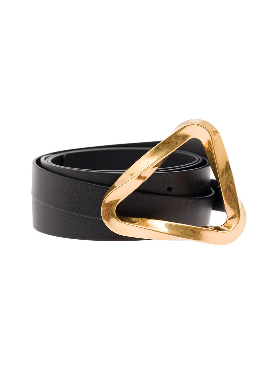 Bottega Veneta Belts? Bottega Veneta Women Black Belt With Triangular Buckle Closure In Leather Woman Classic Everyday Designer Belt