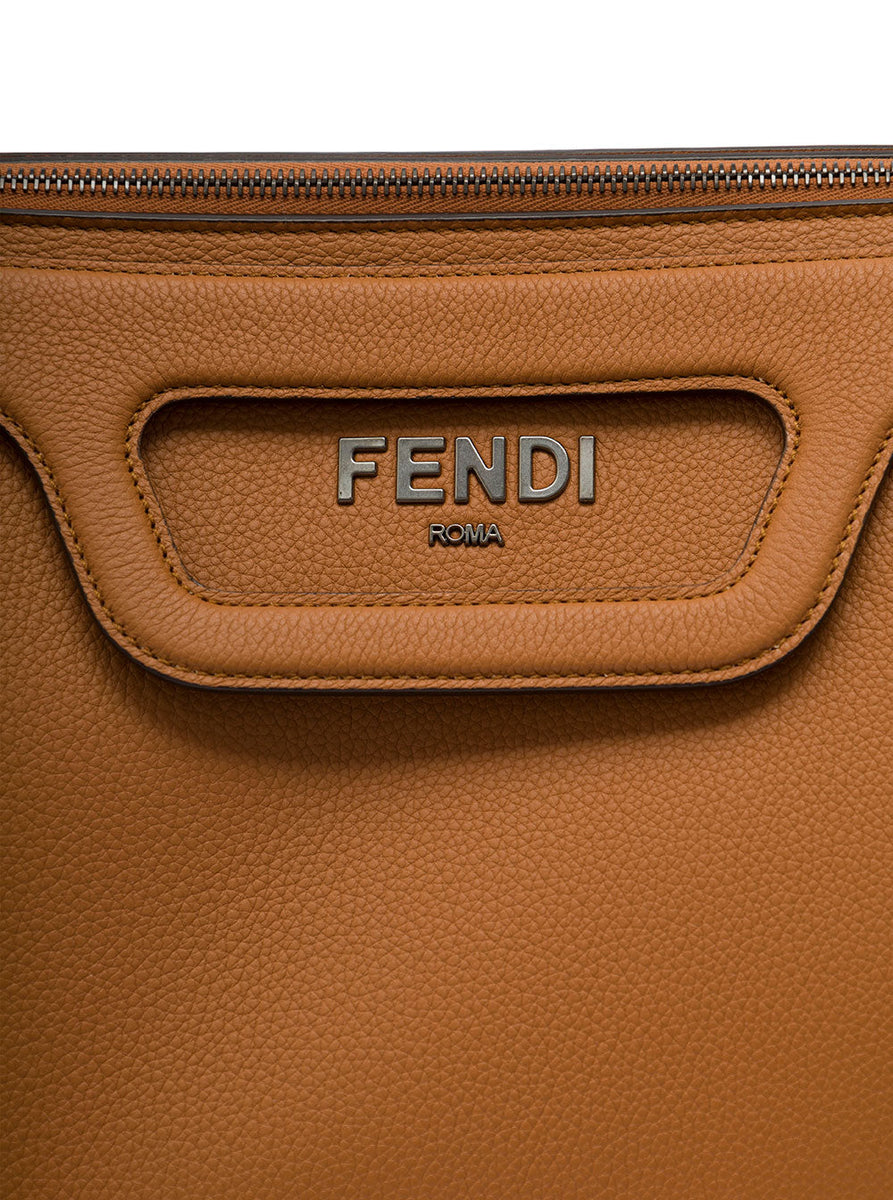 Close-up of Fendi totes hardware and fine stitching