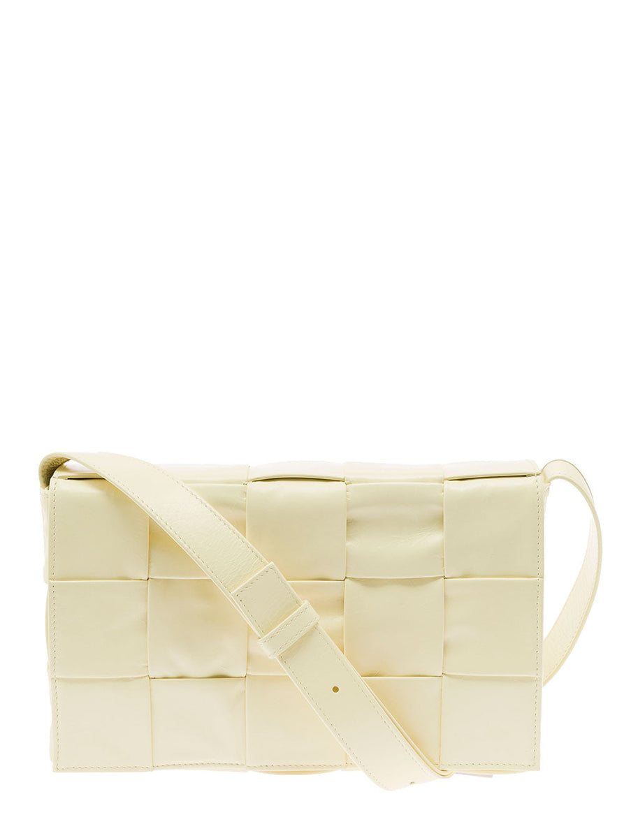 Bottega Veneta Bags? Bottega Veneta Men 'Candy Cassette' White Mini Shoulder Bag Intreccio Design In Leather Man Elegant Everyday Designer Handbag