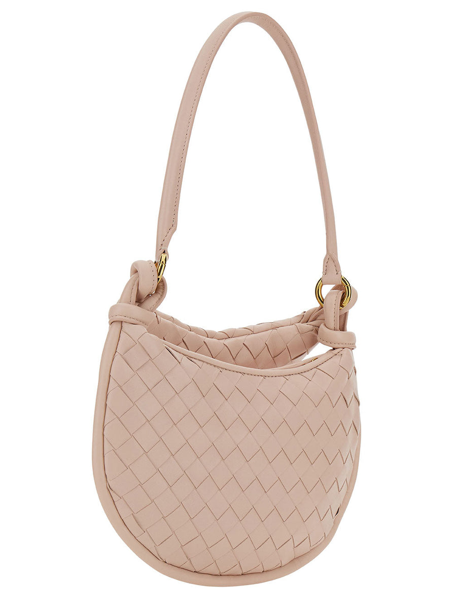 Bottega Veneta Bags? Bottega Veneta Women 'Small Gemelli' Pink Shoulder Bag With Intrecciato Motif In Leather Woman Elegant Everyday Designer Handbag