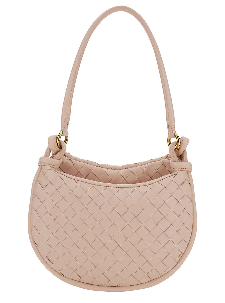 Bottega Veneta Bags? Bottega Veneta Women 'Small Gemelli' Pink Shoulder Bag With Intrecciato Motif In Leather Woman Elegant Everyday Designer Handbag