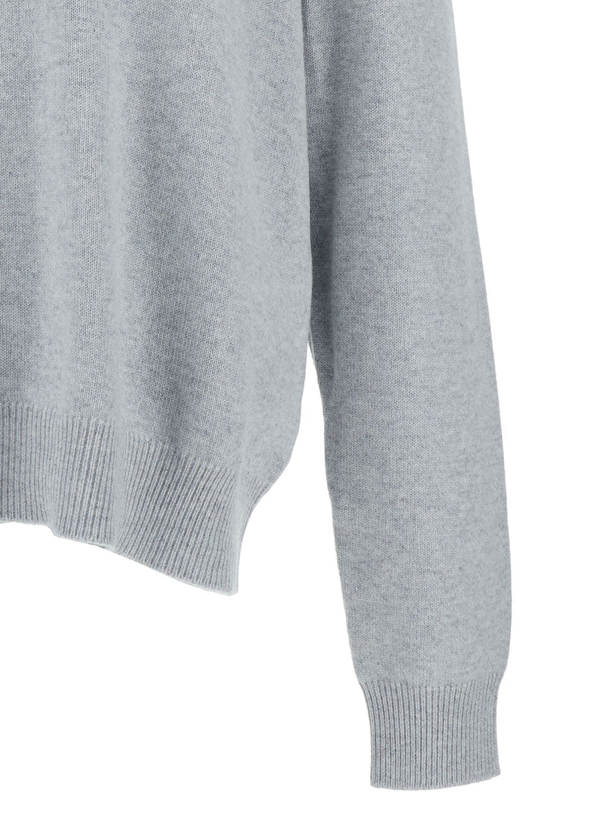 Bottega Veneta Sweaters? Bottega Veneta Men Grey Pullover With Intrecciato Patch On Elbows In Cashmere Man Premium Casual Designer Knitwear