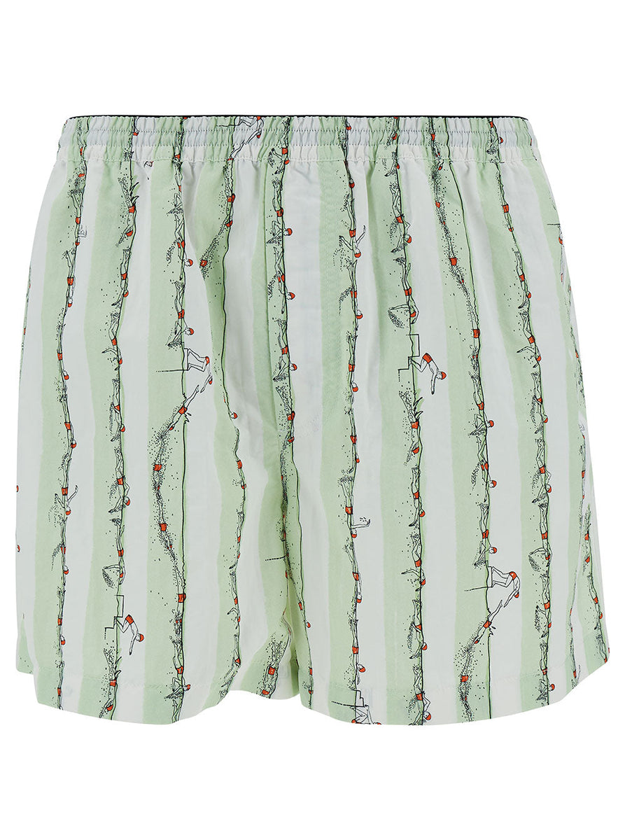 Bottega Veneta Shorts? Bottega Veneta Men Green Shorts With All-Over Divers Print In Polyamide Man Premium Designer Casual Shorts