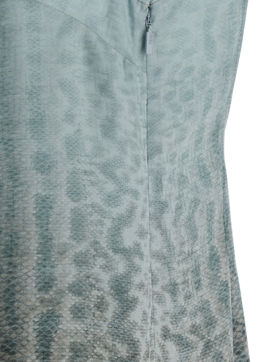 Close-up of Fendi cocktail dresses hardware and fine stitching