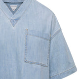 Close-up of Bottega Veneta tee shirts hardware and fine stitching