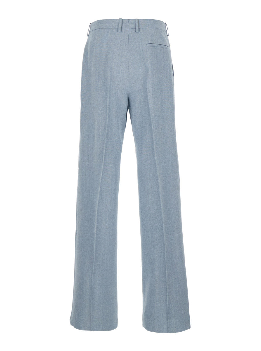 Bottega Veneta Pants? Bottega Veneta Men Light Blue Tailored Pants In Silk Blend Man Premium Designer Casual Trousers