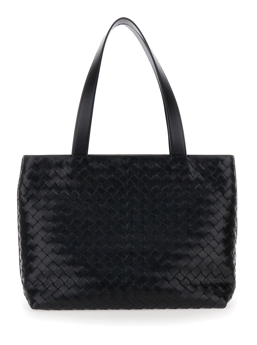 Close-up of Bottega Veneta totes hardware and fine stitching