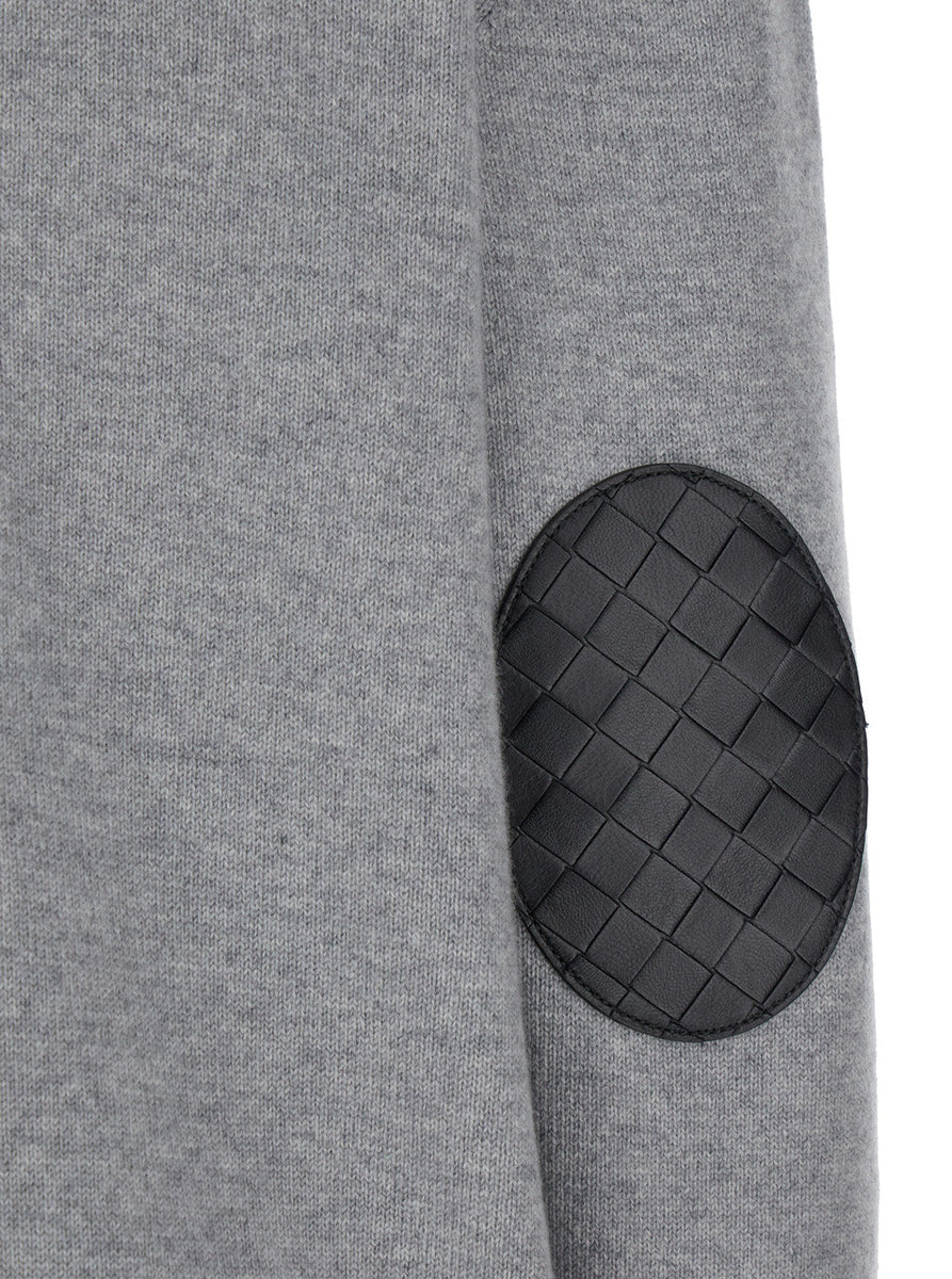 Bottega Veneta Sweaters? Bottega Veneta Women Grey Cardigan With Intrecciato Patch In Cashmere Woman Luxury Designer Knit Sweater