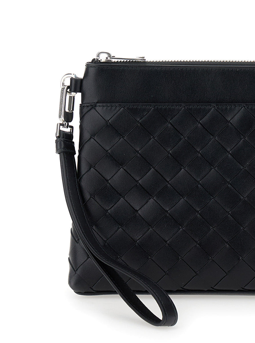 Bottega Veneta Bags? Bottega Veneta Men 'Prism' Black Clutch With Intrecciato Motif In Leather Man Elegant Everyday Designer Handbag