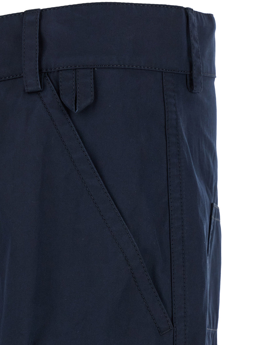 Bottega Veneta Pants? Bottega Veneta Men Blue Straight Leg Pants With Logo Patch In Cotton Man Tailored Everyday Designer Pants