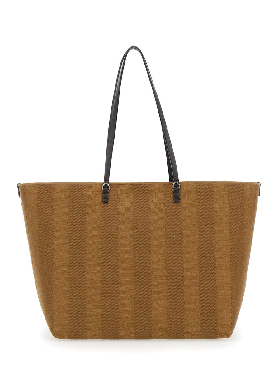 Close-up of Fendi totes hardware and fine stitching