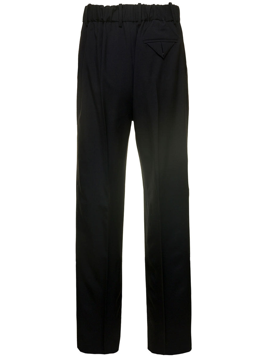 Bottega Veneta Pants? Bottega Veneta Women Black Straight Trousers With Coulisse At Waistline In Wool Twill Woman Premium Designer Casual Trousers