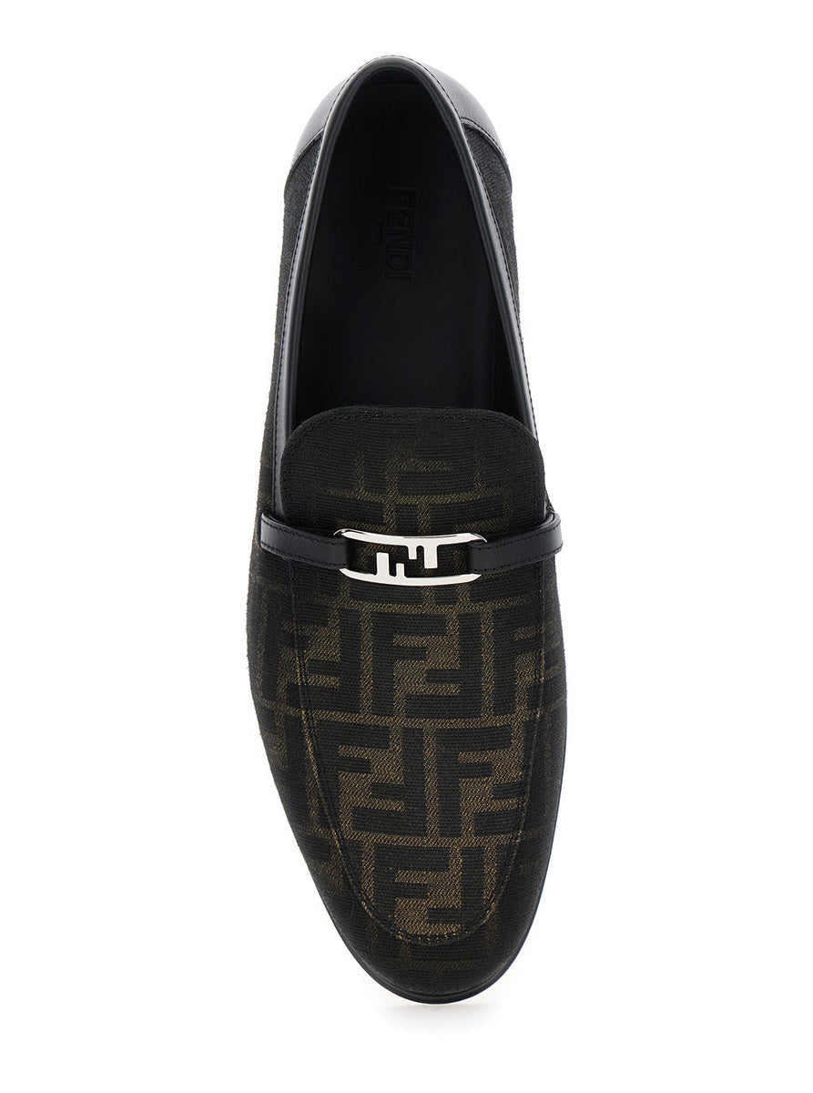 Close-up of Fendi slides hardware and fine stitching