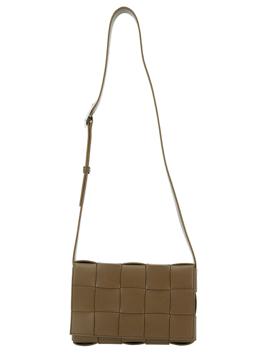 Bottega Veneta Bags? Bottega Veneta Men 'Medium Casette' Brown Crossbody Vag With Intreccio Motif In Leather Man Elegant Everyday Designer Handbag