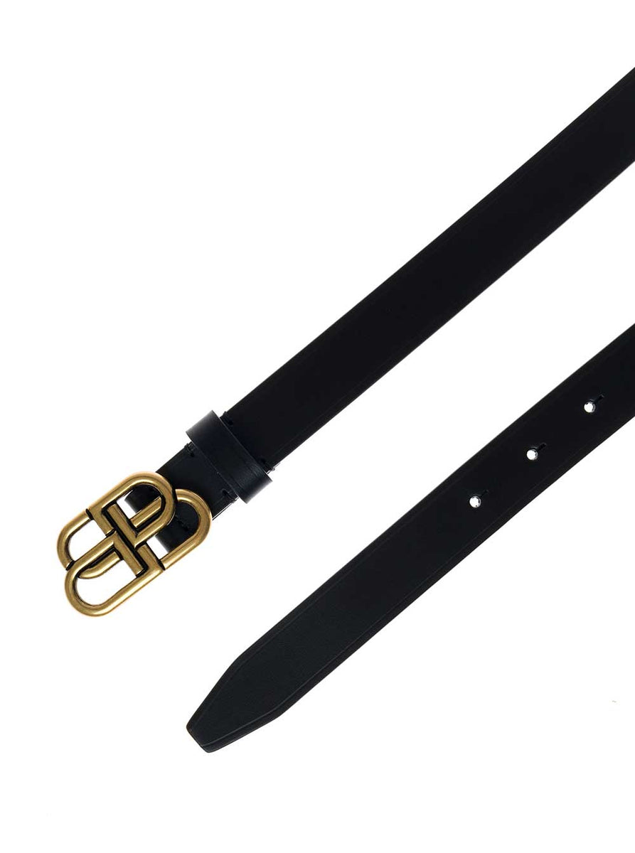 Balenciaga Belts? Balenciaga Women Black Belt With Bb Buckle In Leather Woman Premium Leather Designer Belt