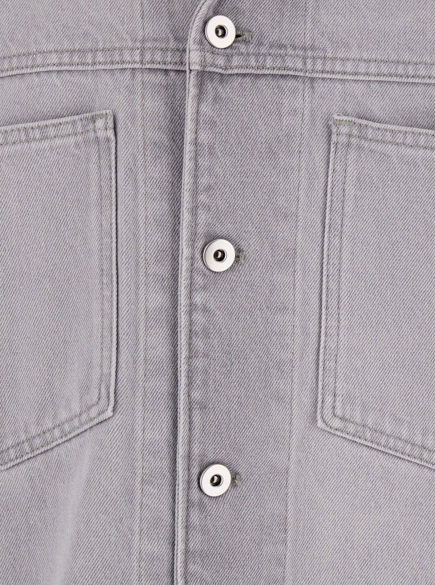 Bottega Veneta Tops? Bottega Veneta Men Grey Shirt With Patch Pockets On The Chest In Denim Man Elegant Everyday Designer Top
