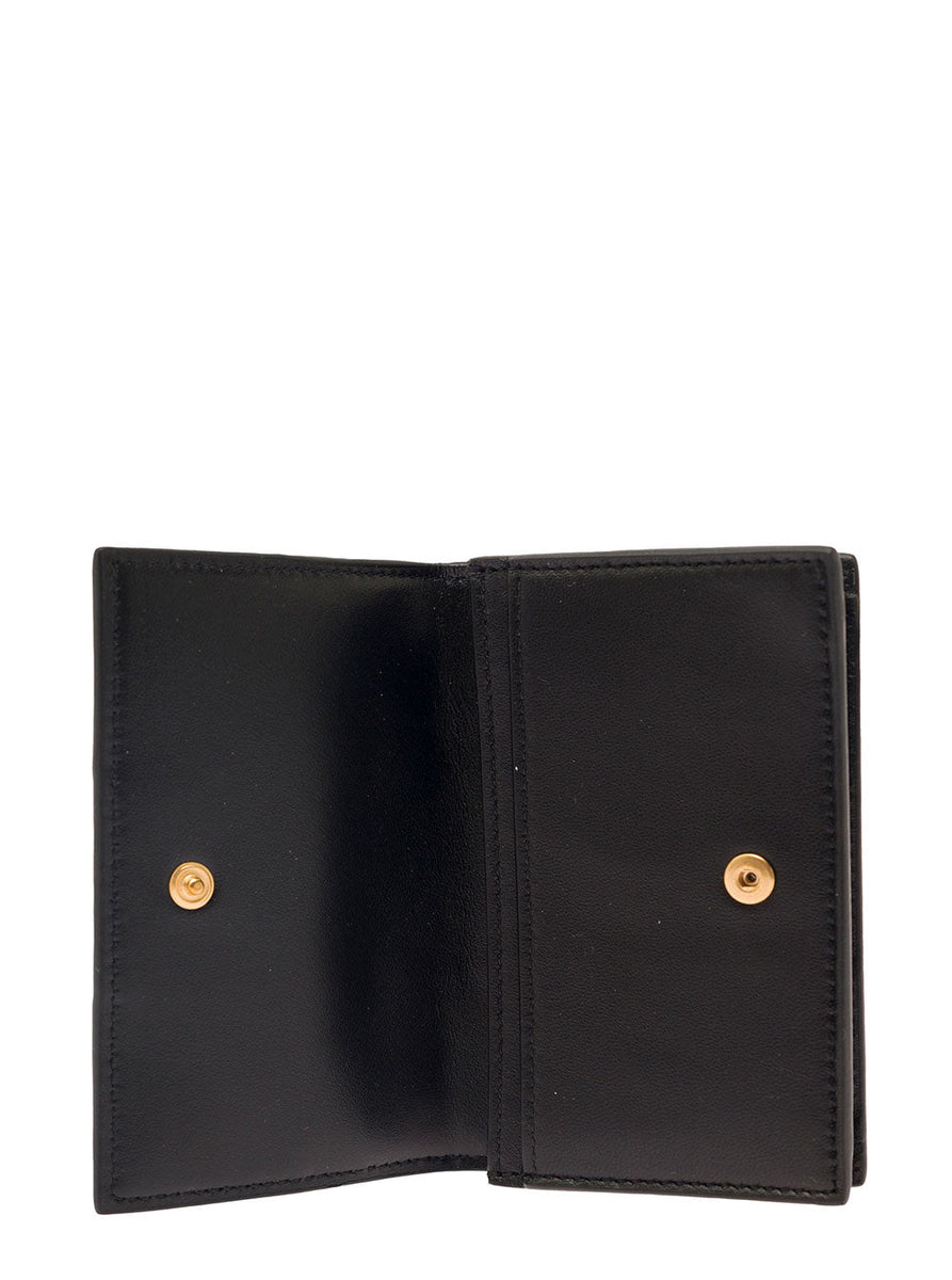 Bottega Veneta Wallets? Bottega Veneta Women 'Cassette' Black Business Card Case In Intreccio Leather Woman Compact Luxury Card Wallet