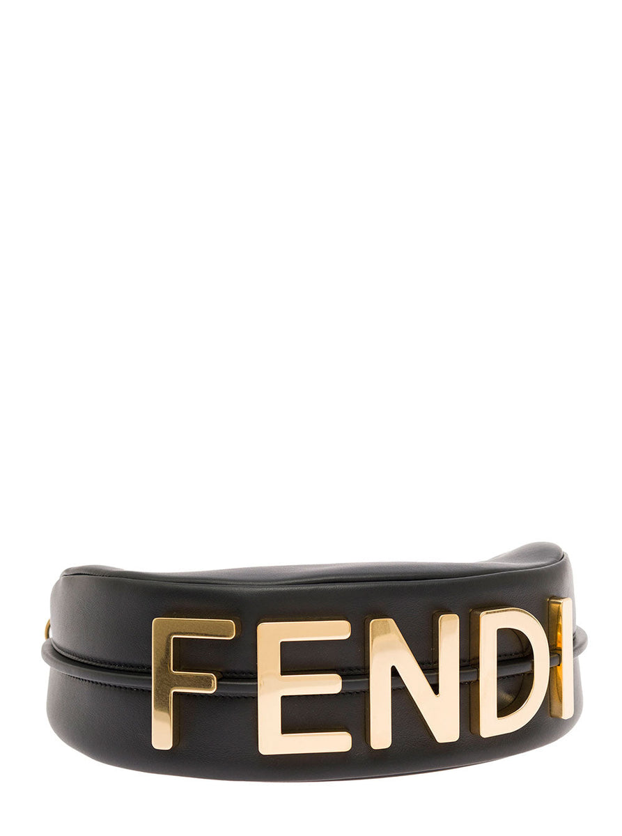 Close-up of Fendi shoulder bags hardware and fine stitching