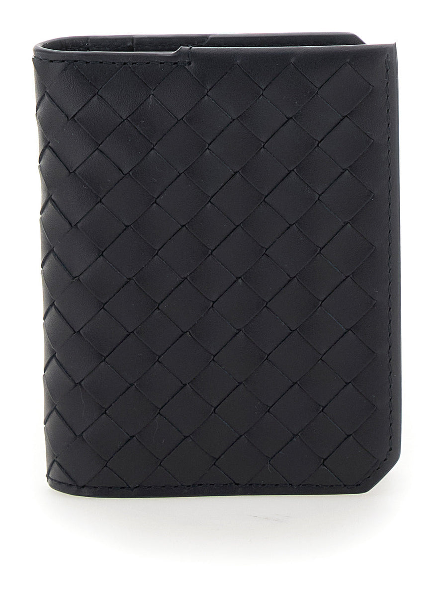 Bottega Veneta Wallets? Bottega Veneta Men Blue Card Holder With Intrecciato Motif In Leather Man Elegant Everyday Leather Wallet