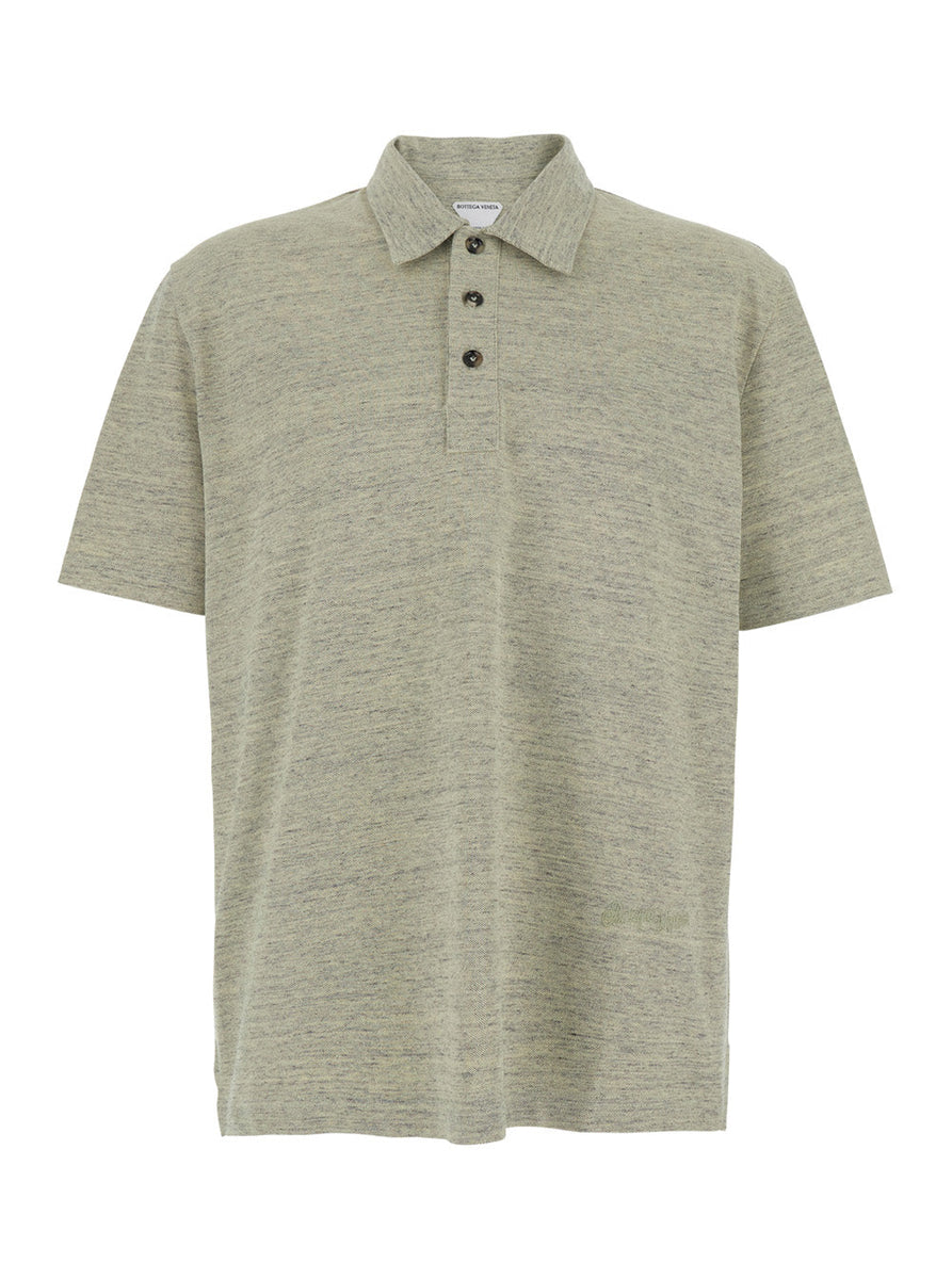 Bottega Veneta Polo Shirts? Bottega Veneta Men Green Polo Shirt With Embroidered Logo In Cotton Piquet Woman Premium Everyday Polo Shirt