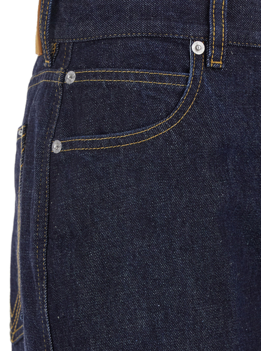 Bottega Veneta Jeans? Bottega Veneta Women 'Indigo' Blue Palazzo Jeans With Logo Patch On The Back In Cotton Woman Classic Everyday Designer Jeans