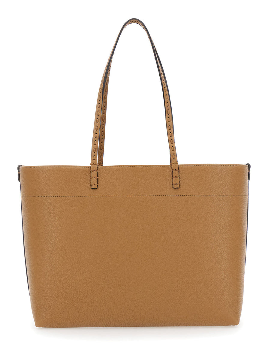 Close-up of Fendi totes hardware and fine stitching