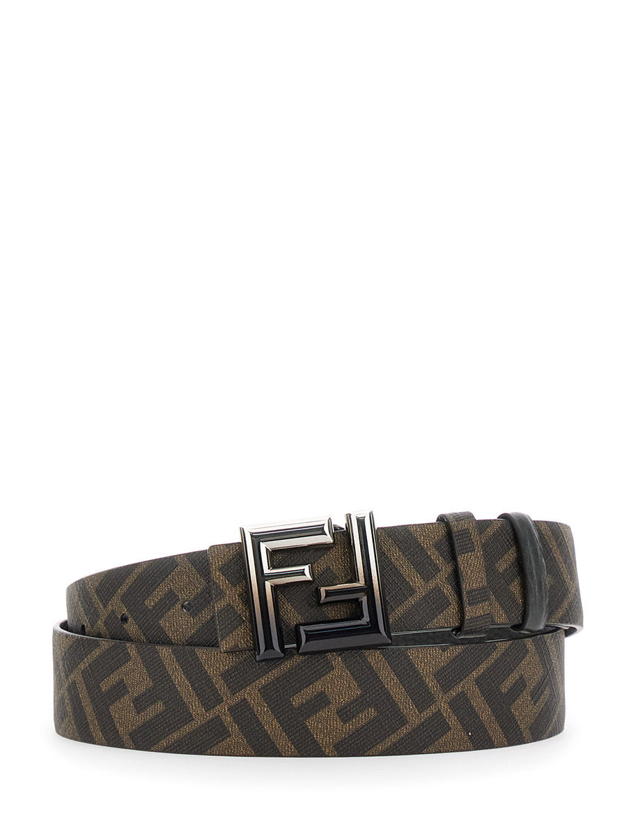 Close-up of Fendi belts hardware and fine stitching