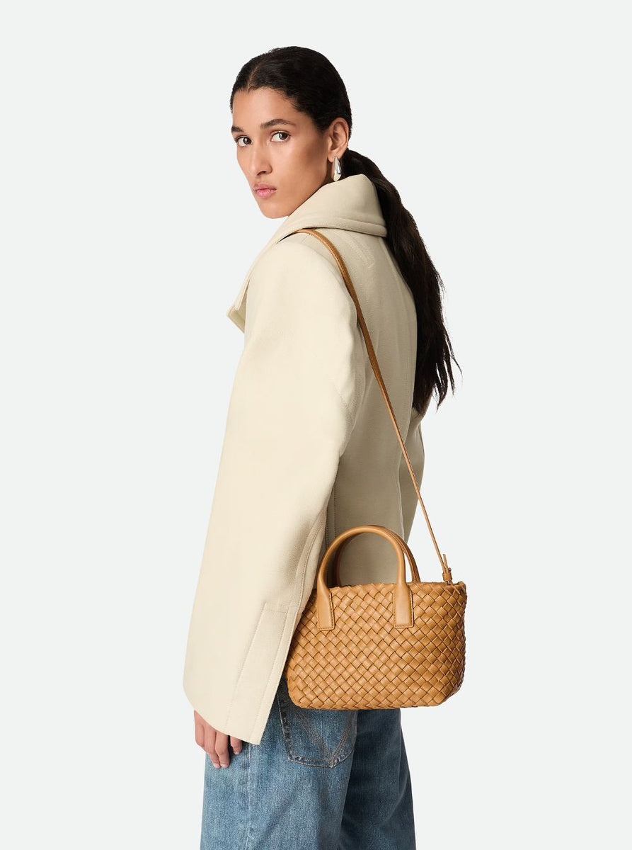 Bottega Veneta Bags? Bottega Veneta Women 'Mini Cabat' Caramel Intreccio Tote Bag With Shoulder Strap Leather Woman Bottega Veneta Premium Designer Shoulder Bag